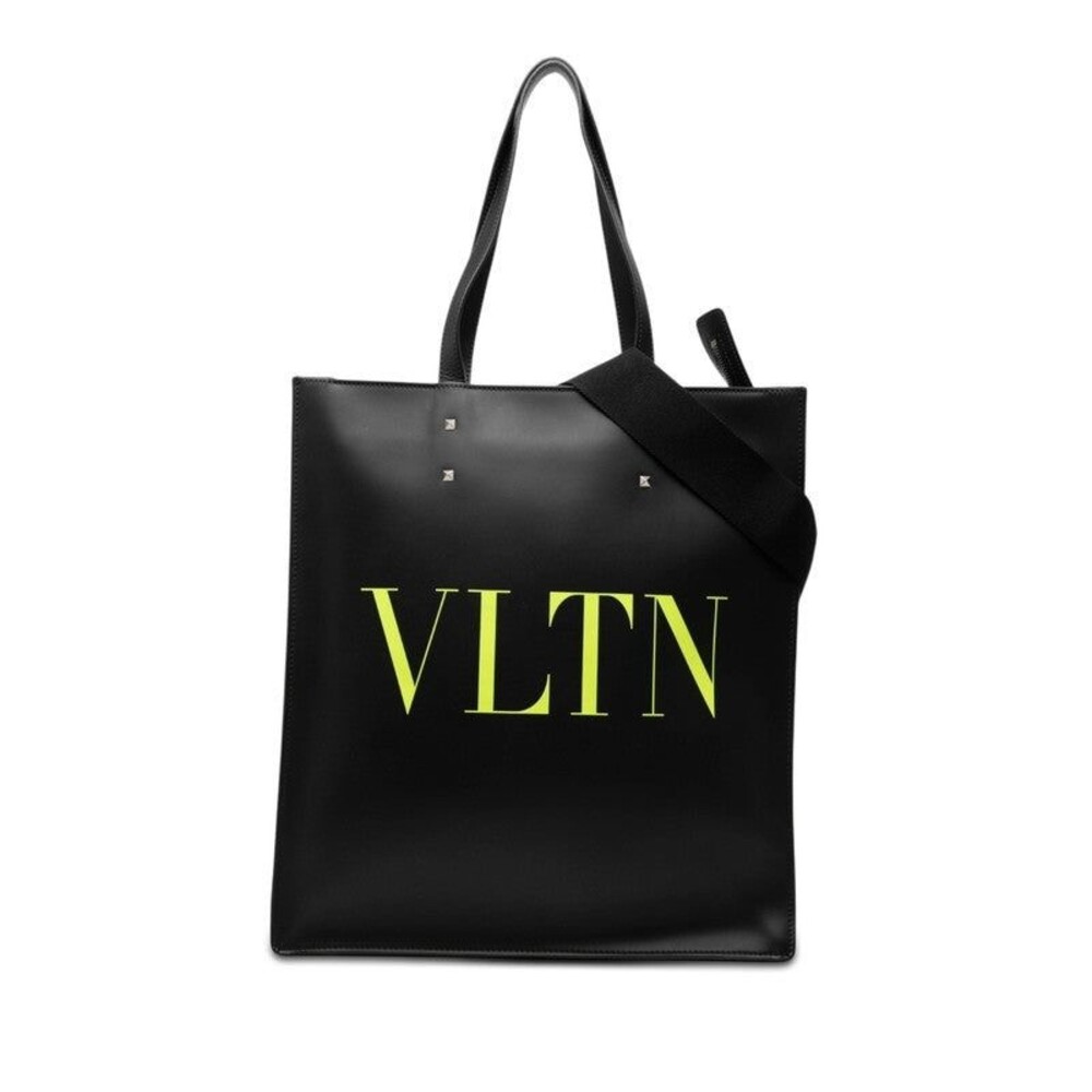 Valentino Logo Print Studs Tote Bag Black